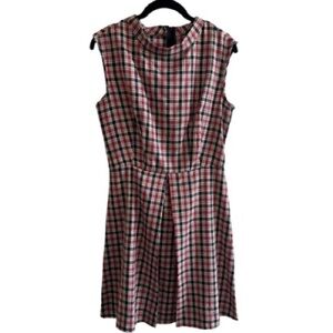 Retrolicious Red Plaid A-Line Pleated Dress Holiday Fall Retro Skater Skirt